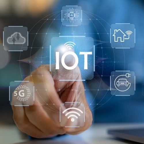 Business professional interacting digital interface Internet of Things, technology, IoT, digital transformation, smart devices and advanced connectivity, cloud storage, Wi-Fi, smart home, AI and 5G